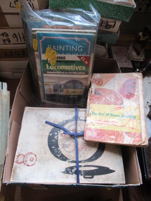 BOX OF VINTAGE COOKERY BOOKS AND MODEL RAILWAY BOOKS Image
