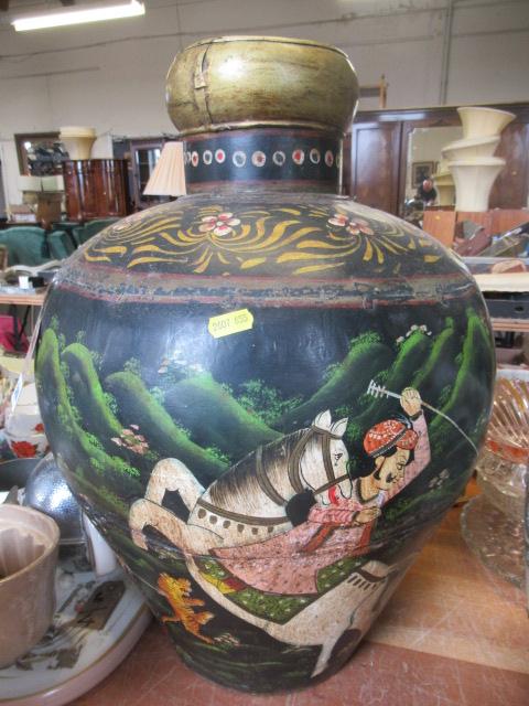 INDIAN METAL PAINTED VASE Image