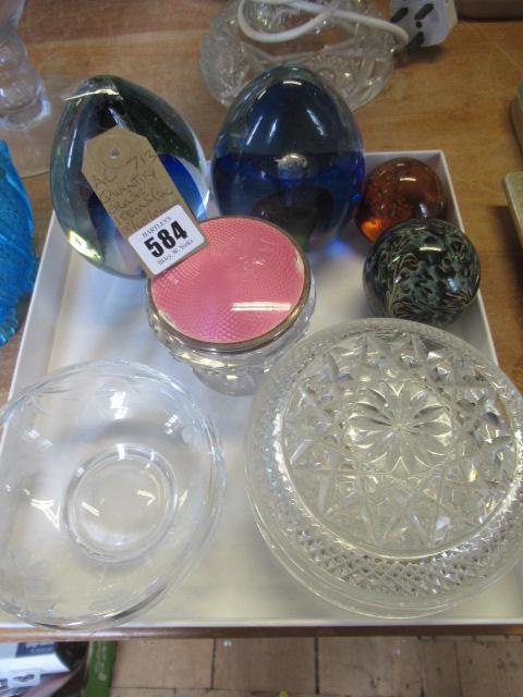 QUANTITY OF GLASS INCLUDING SILVER AND ENAMEL TOPPED JAR Image