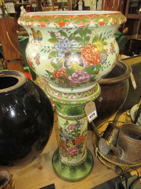 REGENCY PATTERN IRONSTONE JARDINIERE AND STAND Image