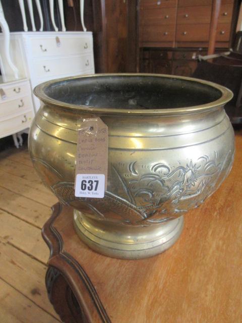 LARGE BRASS CHINESE DRAGON MOTIF PLANTER Image