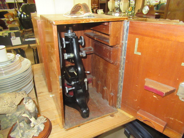 CASED WATSON MICROSCOPE AND TWO SPARE BOXES Image