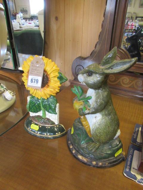 SUNFLOWER AND RABBIT METAL DOORSTOPS Image