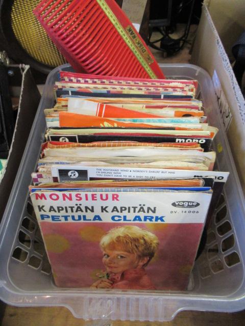 BOX OF 45 RPM RECORDS INCLUDING THE BEATLES ETC Image