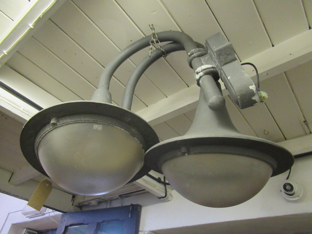 TWO LARGE GREY ALUMINIUM LIGHT FITTINGS Image