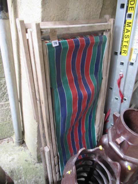 THREE VINTAGE WOODEN DECK CHAIRS Image
