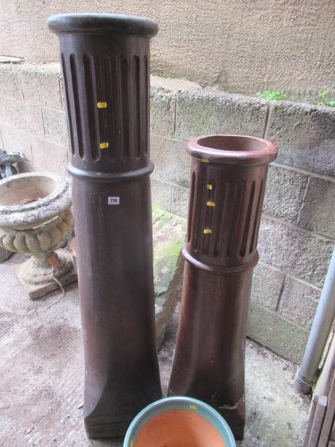 TWO TALL SALT GLAZED CHIMNEY POTS Image