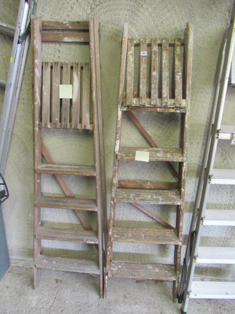 TWO WOODEN DECORATORS LADDERS Image