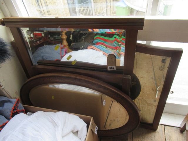 FOUR VINTAGE WOOD FRAMED MIRRORS Image