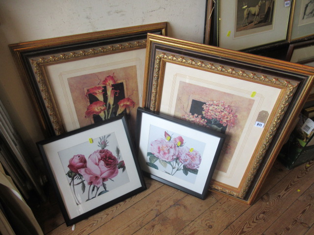FOUR FRAMED FLOWER PRINTS Image