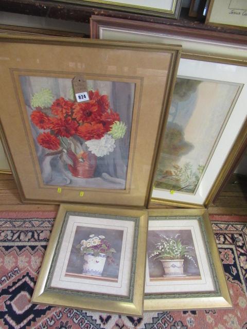 THREE WATERCOLOURS AND TWO PRINTS Image