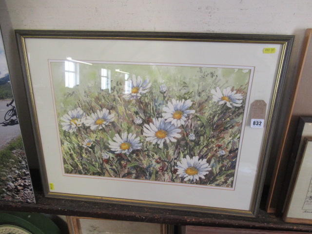 DAISIES WATERCOLOUR PAINTING SIGNED WEIGH Image