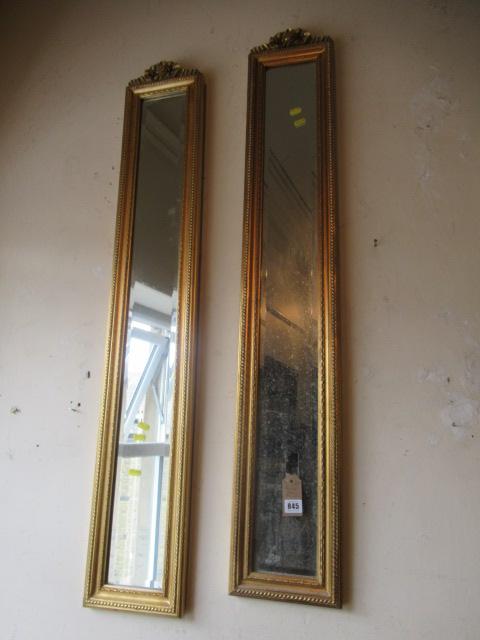 PAIR OF LONG GILT FRAMED MIRRORS Image