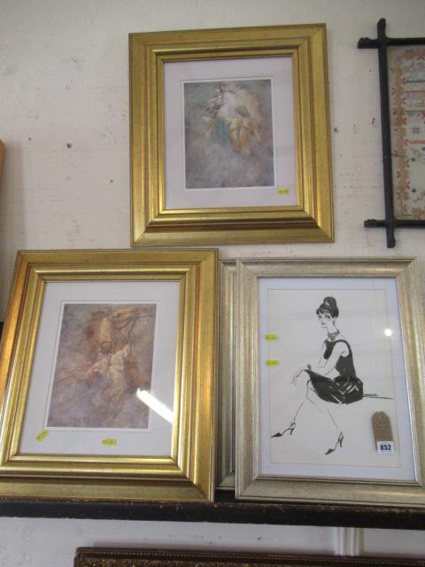 TWO FRAMED FASHION PRINTS AND TWO HORSE PRINTS Image