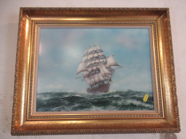 FRAMED PRINT OF A GALLEON Image
