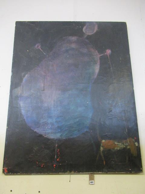 LARGE ABSTRACT UNFRAMED OIL ON CANVAS Image