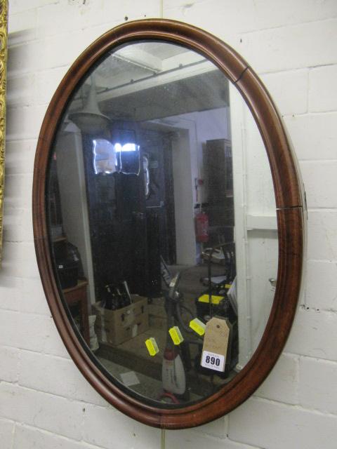 OVAL MAHOGANY FRAMED MIRROR Image