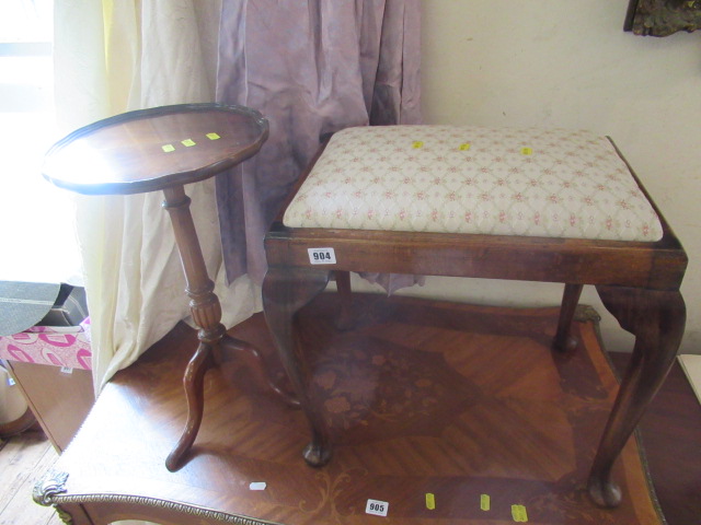 UPHOLSTERED STOOL AND A WINE TABLE Image