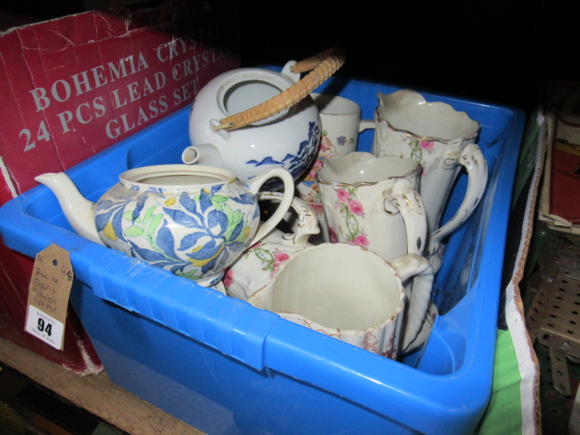 BOX OF JUGS AND A CHINESE TEAPOT Image