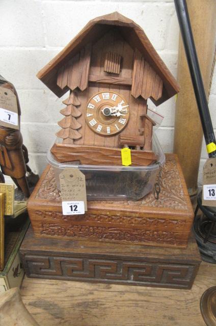 TWO WOODEN BOXES AND A CUCKOO CLOCK Image