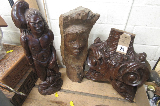 THREE WOOD CARVINGS Image