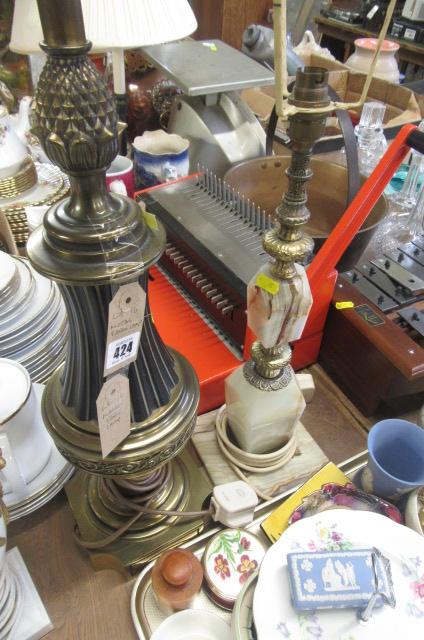 METAL TABLE LAMP AND ONYX TABLE LAMP Image