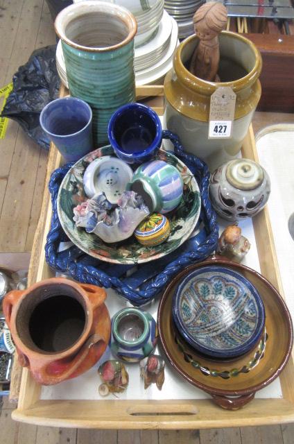 TRAY OF STUDIO POTTERY ETC Image