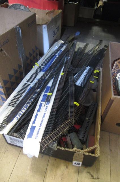 BOX OF TRAIN TRACK AND CARRIAGES ETC Image