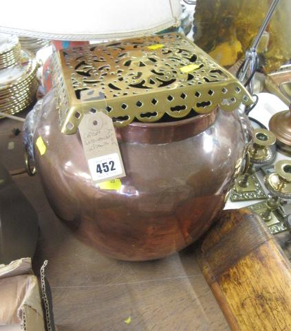 COPPER JARDINIERE AND A STAND Image