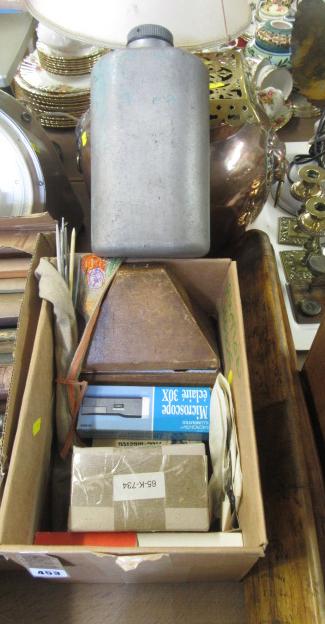 BOX OF MIXED ITEMS INCLUDING MICROSCOPE Image