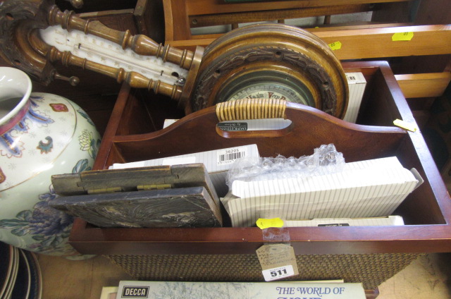 MAGAZINE RACK AND CONTENTS INCLUDING BAROMETER Image