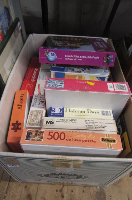 LARGE BOX OF JIGSAW PUZZLES Image