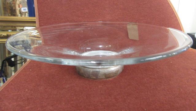 GLASS DISH WITH SILVER BASE Image