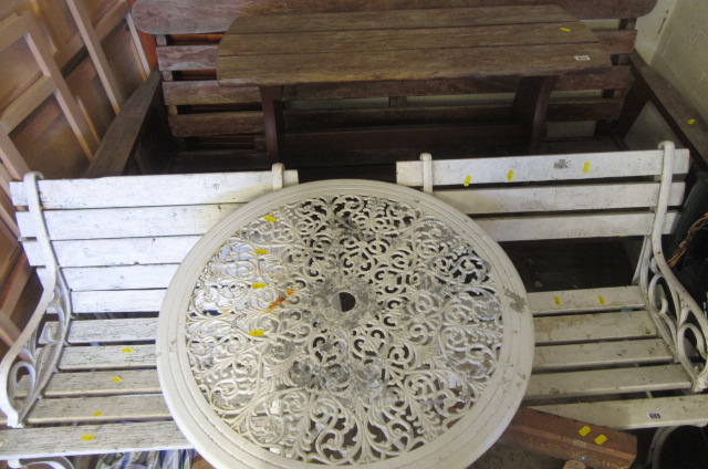 PAIR OF VINTAGE PAINTED AND METAL GARDEN SEATS Image