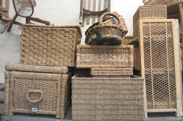 SHELF OF WOVEN AND WICKER BASKETS ETC Image
