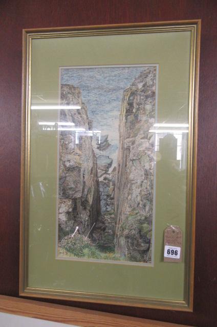 PENCIL AND COLOUR CLIFF SCENE DATED 97 Image
