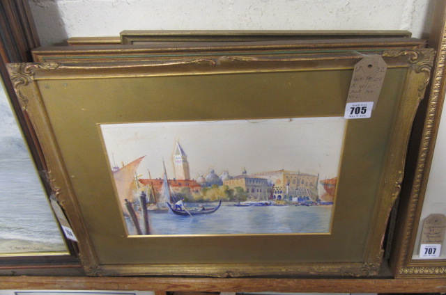 FOUR PRINTS TOGETHER WITH AN OIL AND A WATERCOLOUR Image