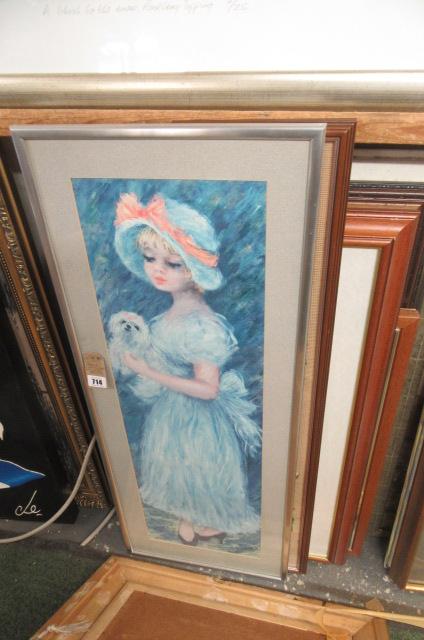 TWO NEEDLEWORK PICTURES AND THREE PRINTS Image