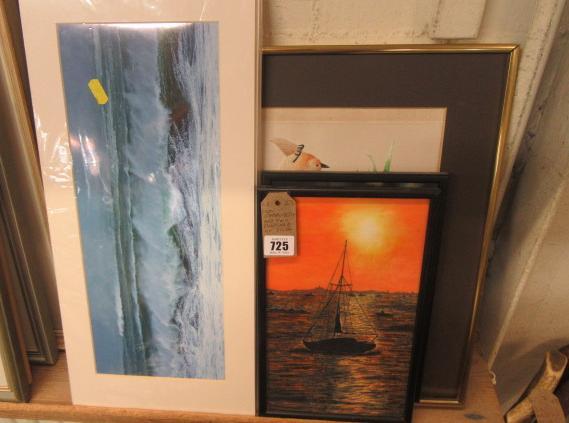 SILK EMBROIDERY AND TWO PAINTINGS ON SILK Image