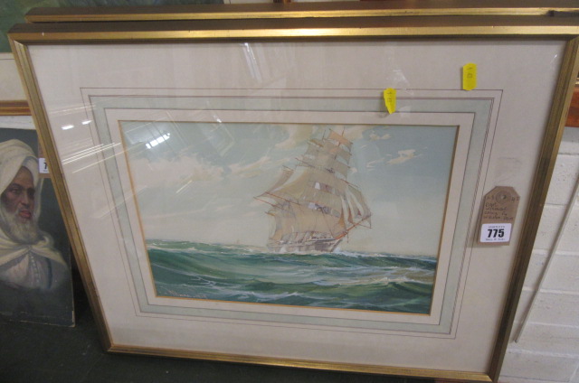 PAIR OF SAILING WATERCOLOURS BY W KNOX 1919 Image