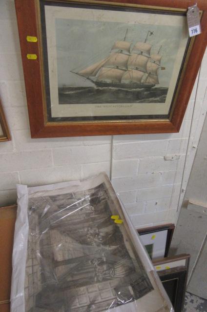 BAG OF PRINTS AND A SAILING SHIP PICTURE Image