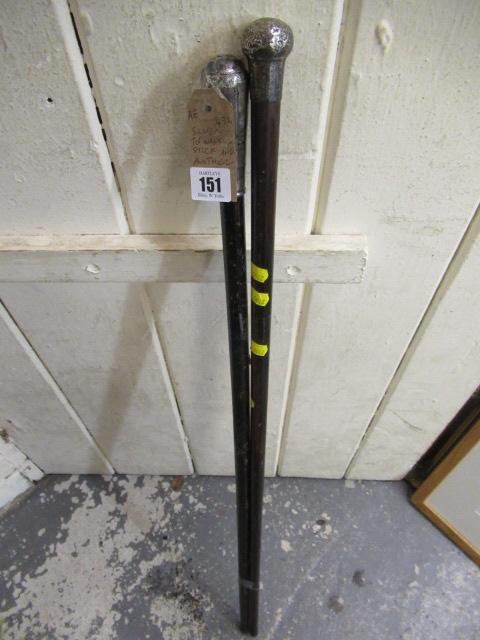 SILVER TOPPED WALKING STICK AND ANOTHER Image