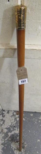 YELLOW METAL MOUNTED MALACCA WALKING CANE Image