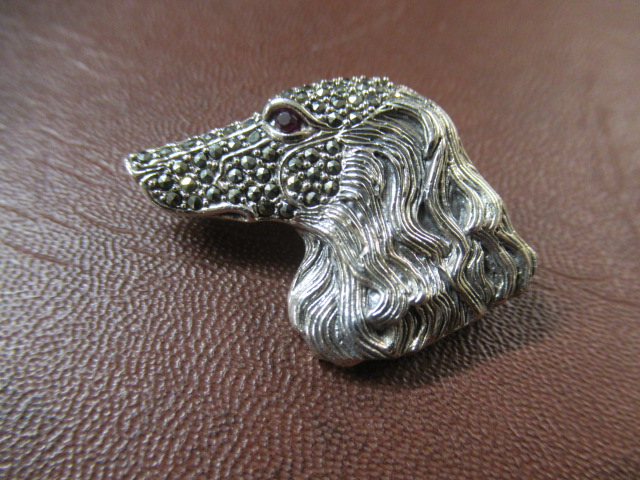 SILVER AND MARCASITE DOG BROOCH Image