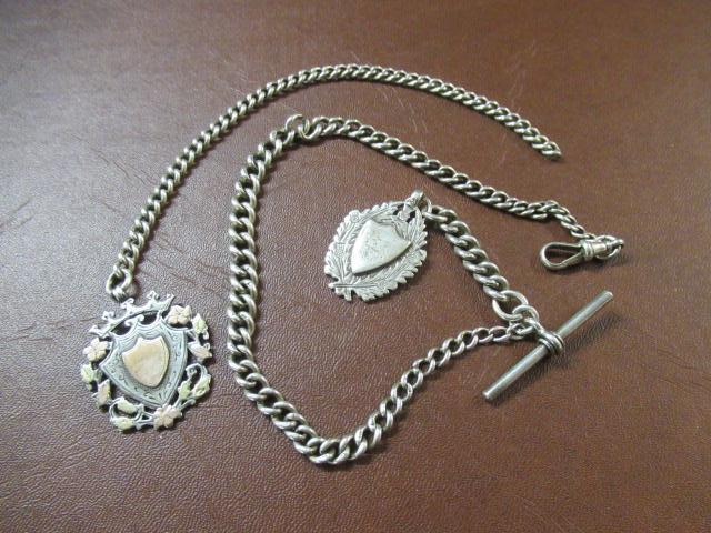 TWO SILVER WATCH CHAINS Image