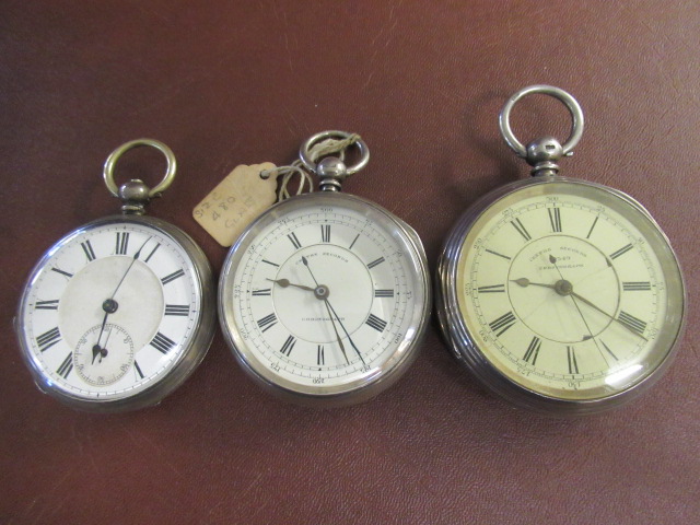 THREE SILVER CASED POCKET WATCHES Image