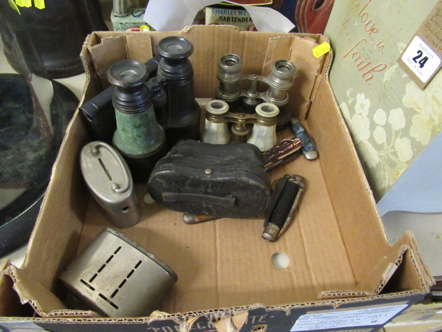 BOX OF BINOCULARS ETC Image