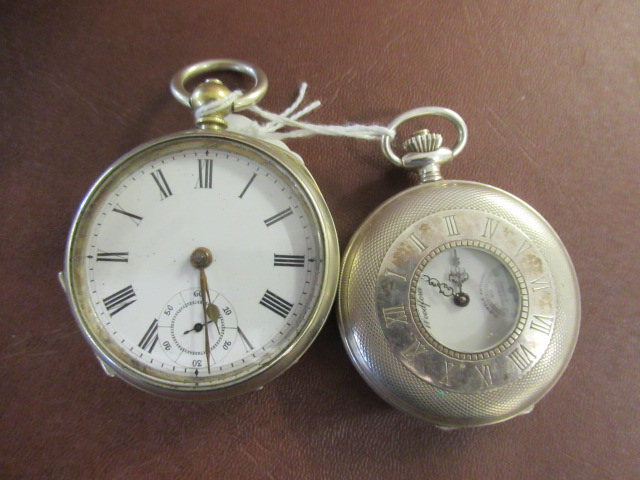 SILVER CASED POCKET WATCH AND ANOTHER Image