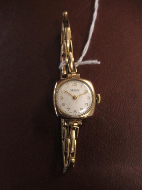 LADY'S 9CT GOLD VERTEX WRISTWATCH Image