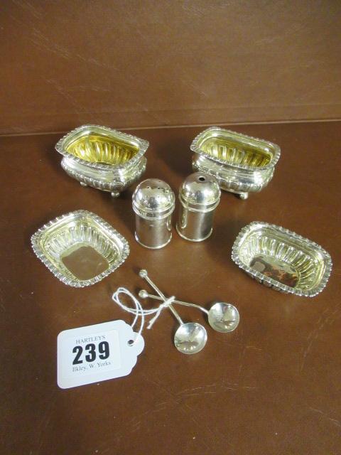 TWO PAIRS OF SILVER SALTS PAIR OF SPOONS ETC Image
